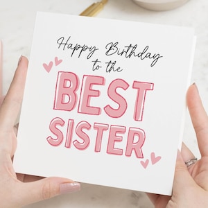 Carte d'anniversaire personnalisée pour soeur, carte d'anniversaire pour soeur, carte d'anniversaire meilleure soeur, cadeau d'anniversaire pour soeur, meilleure soeur de tous les temps, cadeau pour soeur