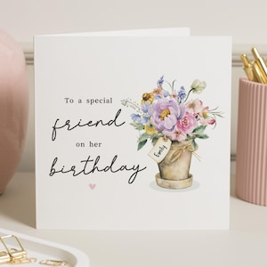 Speciale vriend verjaardagskaart, verjaardagskaart voor vriend, beste vriend verjaardagskaart vrouw, verjaardagskaarten voor haar, mooie vriend kaart, bloemen