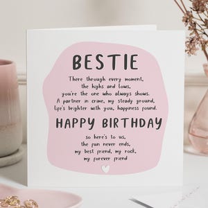 Carte d'anniversaire poème Bestie, carte d'anniversaire Bestie, carte d'anniversaire meilleur ami, carte d'anniversaire pour meilleur ami, carte d'anniversaire pour meilleur ami
