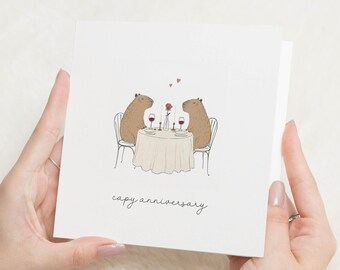 Anniversary Card for Husband, Anniversary Card for Wife, Anniversary Card for Boyfriend, Anniversary Card for Girlfriend, Capybara Card