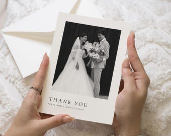 Cartes de remerciement de mariage personnalisées, Carte de remerciement de mariage avec photo, Cartes de remerciement personnalisées, Cartes de remerciement de mariage pliées