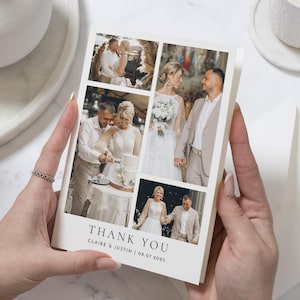 Cartes de remerciement multi-photos pour mariage, Cartes de remerciement personnalisées, Cartes de remerciement personnalisées pour mariage, Cartes postales de remerciement pour mariage