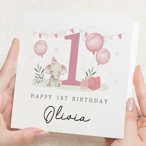 Carte 1er anniversaire fille, première carte d'anniversaire pour fille, carte 1er anniversaire personnalisée, carte 1er anniversaire fille, cadeau 1er anniversaire fille