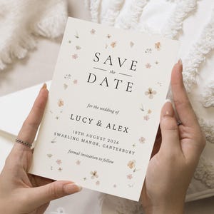 Personalised Save the Date Card, Wedding Save the Date Card, Floral Save the Date, Custom Save the Date, Simple Save the Date Card