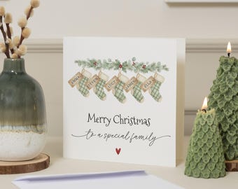 Christmas Card for Family, Personalised Family Christmas Card, Special Family Christmas Card, Custom Stocking Card