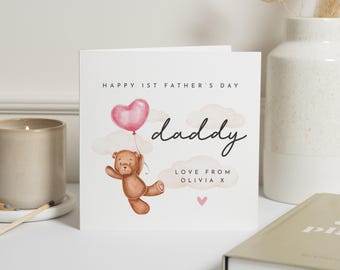 1st Fathers Day Card from Baby, Daddy Fathers Day Card, Personalised Fathers Day Card, Cute Bear Card, Fathers Day Card for Dad