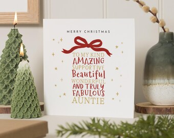Christmas Card for Auntie, Merry Christmas Auntie Card, Christmas Card for Her, Personalised Christmas Card, Fabulous Auntie Christmas Card