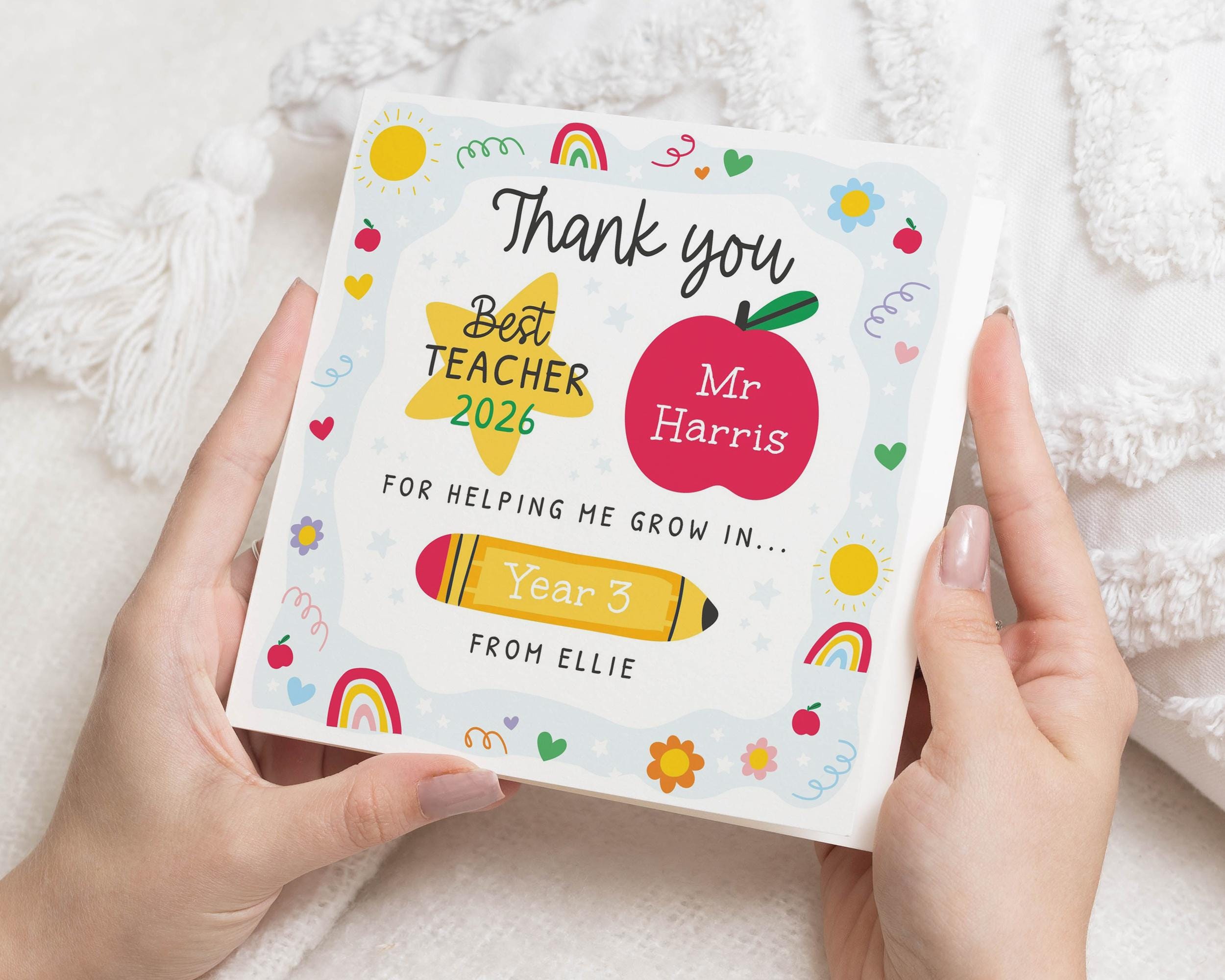 Thank You Teacher Card, Personalised Teacher Card, End of Term Card ...