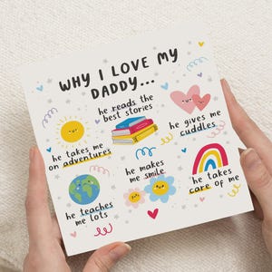 Why I Love My Daddy Card, Fathers Day Card, Daddy Birthday Card, Card from Kids, Cute Card for Dad, Personalised Daddy Card