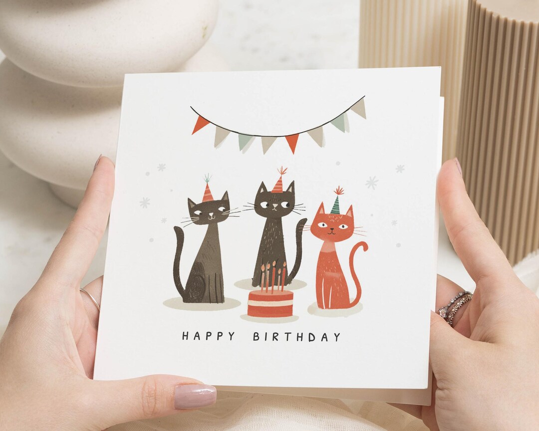 : bhiosng happy birthday card for cat lover, funny... Birthday Card for Cat Lover, Cute Cat Birthday Card, Birthday Card for ...