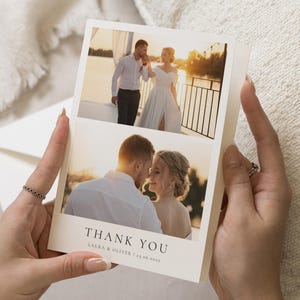 Minimalistische Hochzeit Dankeskarten mit Foto, Gefaltete Dankeskarten, Moderne Dankeskarten Hochzeit, Foto Dankeskarten für Hochzeit
