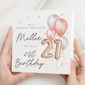 Carte personnalisée 21e anniversaire fille, carte d'anniversaire fille pour elle, cadeau d'anniversaire pour fille, cadeau d'anniversaire fille, vingt et unième