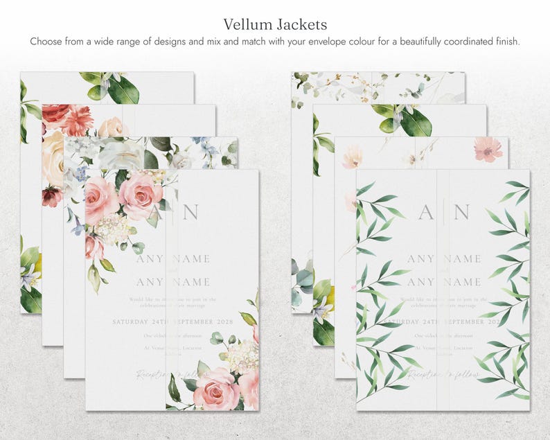 Dusty Blue Floral Wedding Invitations, Elegant Botanical Wedding Invites, Classic Garden Wedding Invitation Suite, Personalised Invites image 13