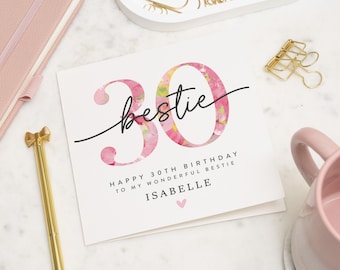 Carte personnalisée 30e anniversaire meilleur ami, 30e anniversaire meilleur ami, cadeau 30e anniversaire pour meilleure amie, carte 30e anniversaire pour meilleure amie
