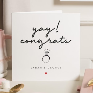 Gefeliciteerd verlovingskaart, aangepaste verlovingskaart vriend, Yay verlovingskaart, gepersonaliseerd verlovingscadeau voor vriend, verlovingskaart ring