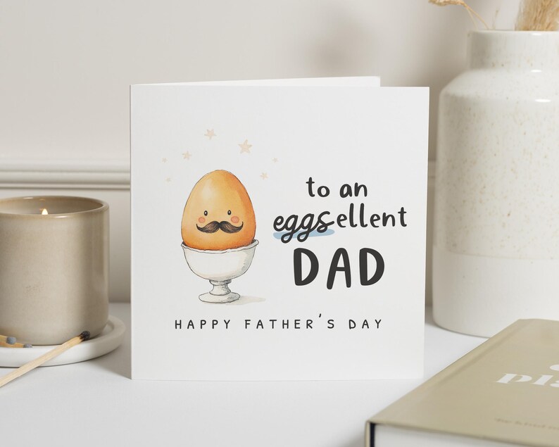 Carte de fête des pères pour papa, carte drôle de fête des pères, carte de papa, carte de jeu de mots oeuf, jolie carte de fête des pères, carte de fête des pères heureuse pour lui image 1