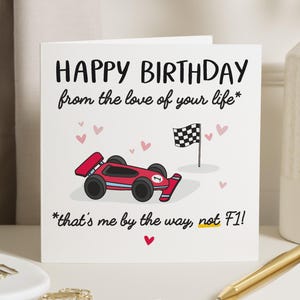 Ehemann Motor Racing Karte, F1 Geburtstagskarte, Formel 1 Karte Frau, F1 Geburtstagsgeschenke, Freund Geburtstagskarte F1, Frau F1 Liebhaberkarte