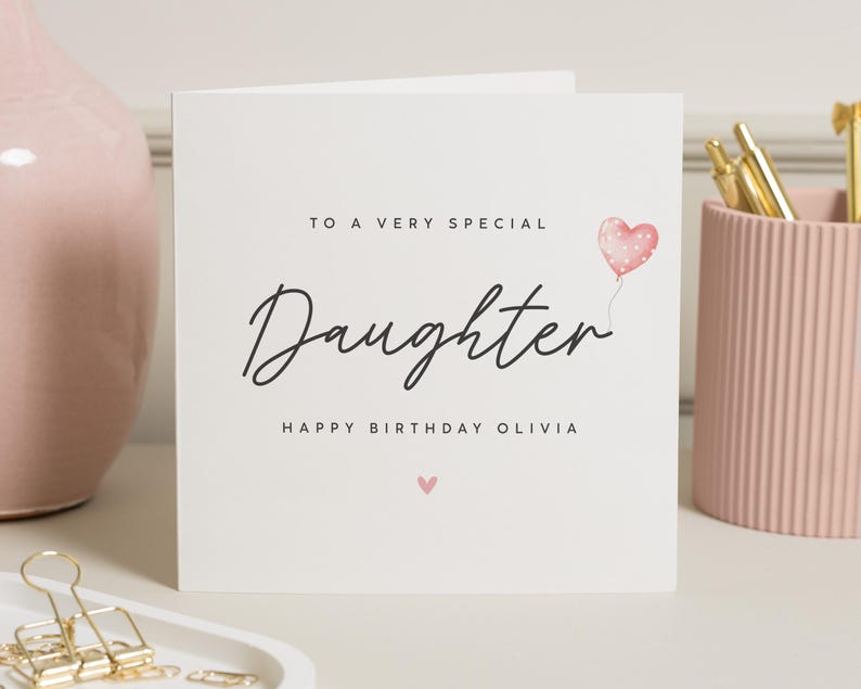 Carte d'anniversaire spéciale fille, carte d'anniversaire fille personnalisée, cadeau d'anniversaire pour fille, cadeau d'anniversaire fille, de la part de maman et papa image 1