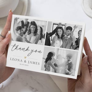 Schwarzweiße Fotohochzeit Dankeskarten, Moderne Dankeskarten, Einfache Danksagungskarten mit Foto, Foto Dankeskarten Hochzeit
