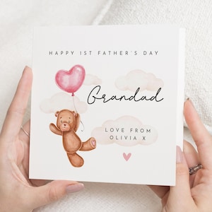 1st Fathers Day Card for Grandad, Personalised Fathers Day Card, Cute Bear Card, Fathers Day Card from Baby, Fathers Day Card for Him