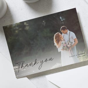 Schlichte Hochzeit Danksagungskarten mit Foto, gefaltete Danksagungskarten, moderne Dankeskarten Hochzeit, Foto Dankeskarten für Hochzeit