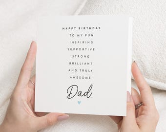 Dad Birthday Card, Happy Birthday Dad Card, Birthday Card For Dad, Dad Birthday Card From Daughter, From Son, Dad Birthday Gift, For Him