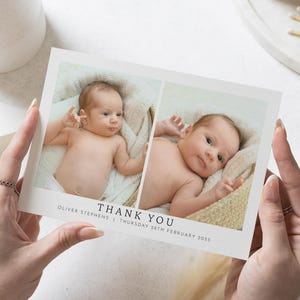 Gevouwen bedankkaarten voor baby's, eenvoudige aangepaste bedankkaarten New Baby, bedankkaarten voor babyfoto's, bedankkaarten voor ansichtkaarten, bedankbriefjes