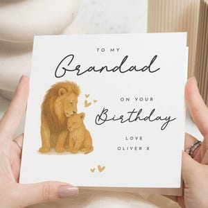 Carte d'anniversaire pour grand-père, carte d'anniversaire grand-père, carte d'anniversaire lion, carte d'anniversaire personnalisée pour lui, carte animal mignon