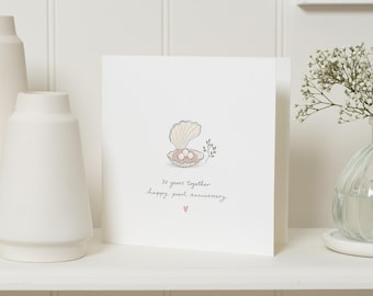 Pearl Anniversary Card, 30th Anniversary Card, Anniversary Card for Wife, Anniversary Card for Husband, 30 Years Together Card