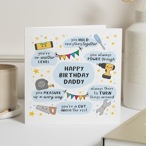Carte d'anniversaire pour papa, carte de joyeux anniversaire papa, carte d'anniversaire pour papa, jolie carte d'anniversaire pour lui, carte d'anniversaire sur le thème de l'outil