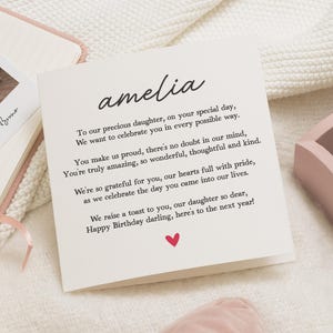 Tochter Geburtstagskarte für sie, spezielle Tochter Geburtstagskarte, Geburtstagsgedicht für Tochter, Tochter Geburtstagsgeschenk, von Mama und Papa