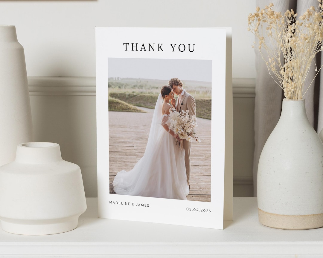 Custom Thank You Cards, Simple Wedding Thank You Cards With Photo ...