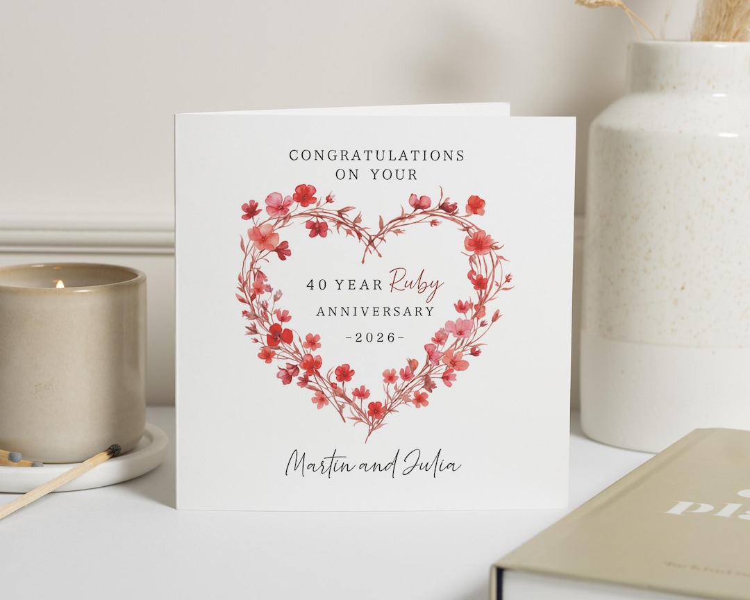 Ruby Anniversary Card for Mum and Dad, 40th Anniversary Card ...