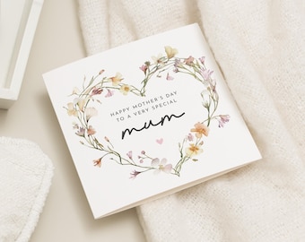 Floral Mother's Day Card, Happy Mothers Day Card, Card For Mothers Day, Mum Mothers Day Cards For Her, Mothers Day Card With Flowers