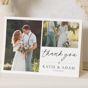 Cartes de remerciement pliées simples pour mariage avec photo, Cartes de remerciement pour mariage, Cartes de remerciement pliées, Carte postale, Cartes de remerciement Paysage
