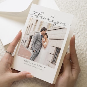 Cartes de remerciement pour mariage avec photo, Cartes de remerciement personnalisées Mariage, Cartes de remerciement portrait, Cartes postales de remerciement pour mariage