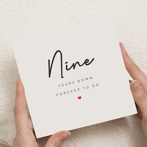 Tarjeta del noveno aniversario, tarjeta del noveno aniversario, regalo del noveno aniversario de bodas para hombres, tarjeta de aniversario del esposo, tarjeta de aniversario de 9 años