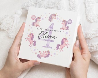 4th Birthday Card for Girl, Unicorn Birthday Card, Personalised Birthday Card, Birthday Card for Daughter, Cute Birthday Card