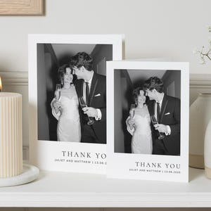 Cartes de remerciement de mariage pliées avec photo, Cartes de remerciement personnalisées pour mariage, Cartes de remerciement avec photo, Cartes postales de remerciement pour mariage image 4