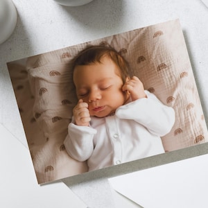 Baby-Foto-Dankeskarten, niedliche neue Baby-Karten Danke, personalisierte Dankeskarten Neues Baby-Mädchen, Baby-Postkarten-Dankeskarte