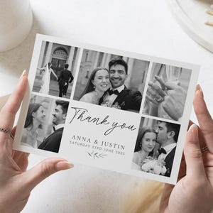 Schwarzweiße Hochzeitsfotokarten, Hochzeitsdankkarten Gefaltet, personalisierte Dankeskarten Hochzeit mit Foto, Gefaltete Dankeskarten