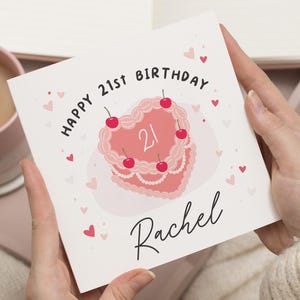 Carte de joyeux 21e anniversaire pour elle, carte personnalisée de 21e anniversaire, cadeau d'anniversaire pour fille, cadeau d'anniversaire d'un ami, vingt et unième carte