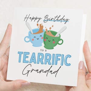 Verjaardagskaart voor opa, opa verjaardagskaart, opa kaart, leuke verjaardagskaart voor hem, Tea pun-verjaardagskaart