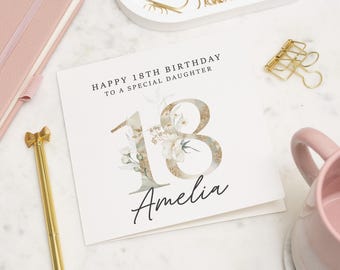 Daughter 18th Birthday Card, 18th Birthday Card Girl, 18th Birthday Gift For Granddaughter, Eighteenth Birthday, Milestone Birthday Card