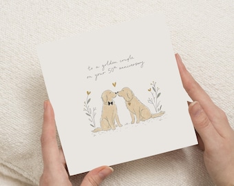 50th Anniversary Card, Golden Wedding Anniversary Card, Anniversary Card for Couple, 50th Wedding Anniversary Card, Dog Anniversary Card