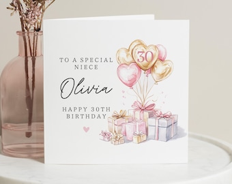 Carte 30e anniversaire nièce, carte 30e anniversaire nièce, ami cadeau 30e anniversaire, fille, carte trentième anniversaire pour soeur, pour elle