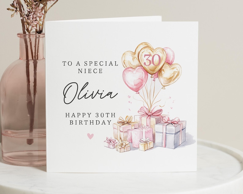 Carte 30e anniversaire nièce, carte 30e anniversaire nièce, ami cadeau 30e anniversaire, fille, carte trentième anniversaire pour soeur, pour elle image 1