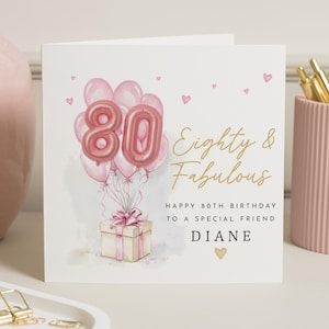 Biglietto di auguri per l'80° compleanno di un'amica, biglietto di auguri per l'80° compleanno di lei, biglietto di auguri personalizzato per l'80° compleanno, biglietto di auguri speciale per un'amica