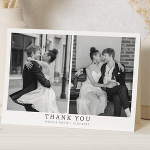 Schwarzweiß-Fotohochzeit Dankeskarten, Personalisierte Dankeskarten, Gefaltete Dankeskarten, Postkarte Dankeskarten Landschaft