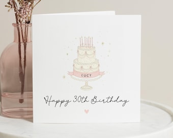 30th Birthday Card for Her, Personalised Birthday Card, Birthday Card for Friend, Daughter 30th Birthday Card, Cake Birthday Card for Women